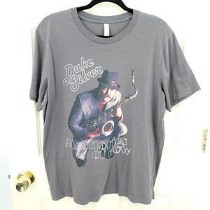 Parks and Rec Duke Silver Short Sleeve Crew Tee L Gray Halloween Ron Swanson